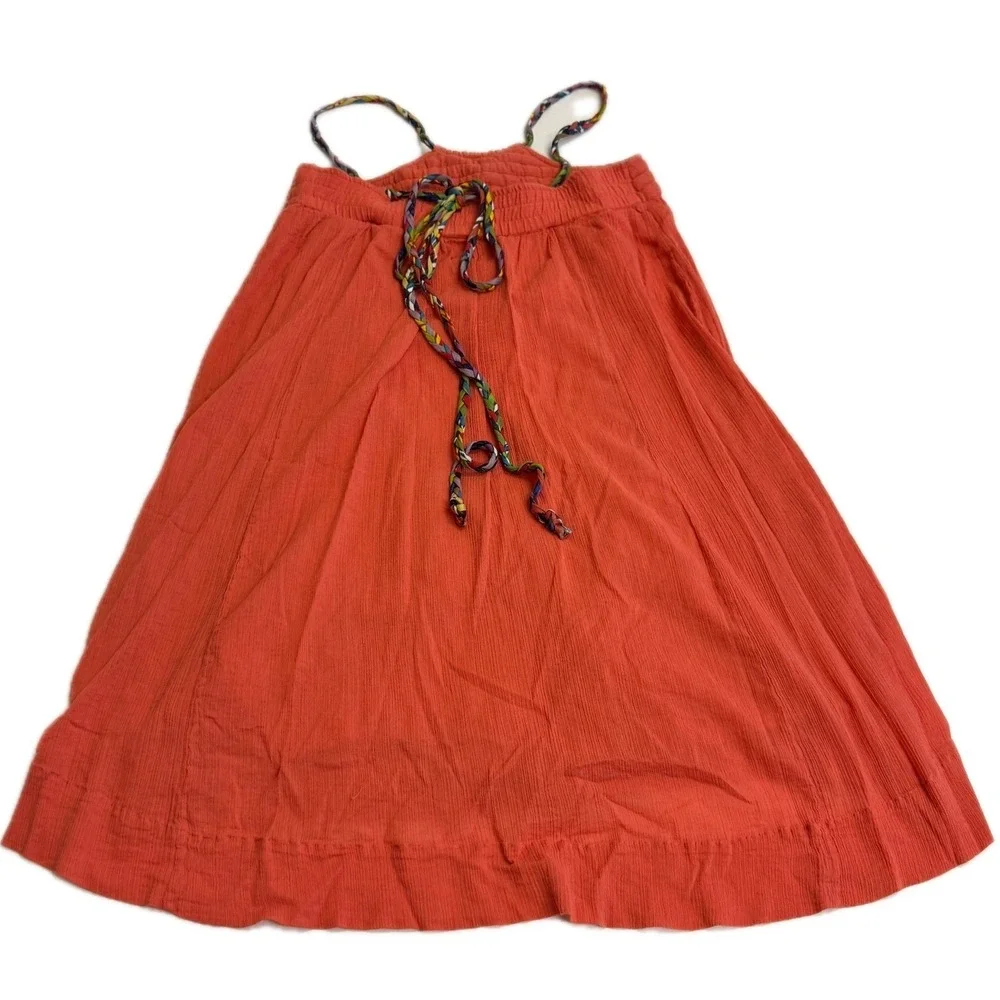Vanessa Virginia Dress Womens Small Orange‎ Gauze Braided Straps Anthropologie